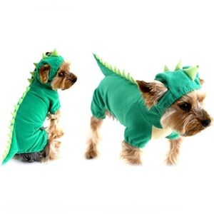 Dog Dinosaur Design Costume Green Pet Clothes for Small/ Medium